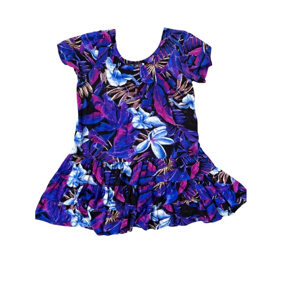 Jams World Dress Medium Floral Tropical Print Rayon Tiered Ruffle Hem, Medium - Picture 1 of 8